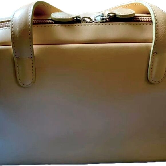 Lamarthe Beige Leather Satchel Handbag - Picture 8 of 12